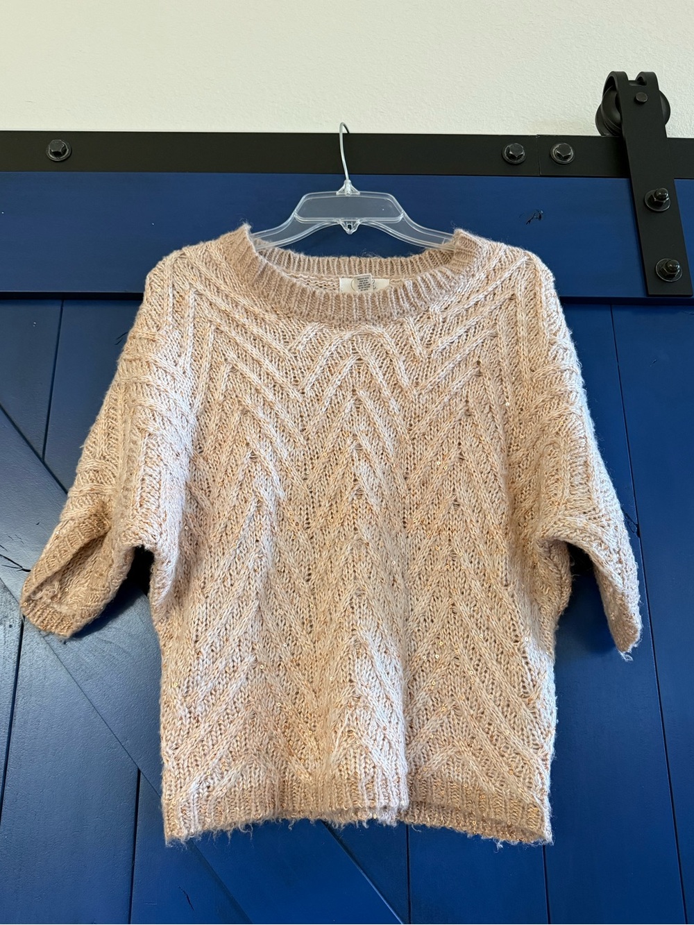 Peek Short-Sleeve Cable Knit Sweater w/ Sequins, size 10 Girls